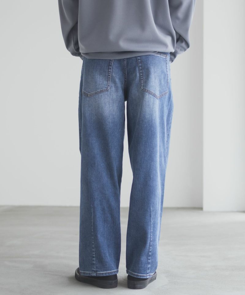 NAVY  毎日はきたくなるデニム「マイデニ」 バレルレッグ ワイドパンツ メンズ商品画像-12