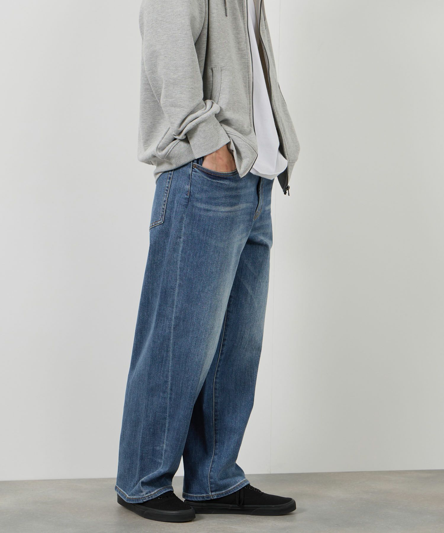 NAVY  毎日はきたくなるデニム「マイデニ」 バレルレッグ ワイドパンツ メンズ商品サムネイル-13