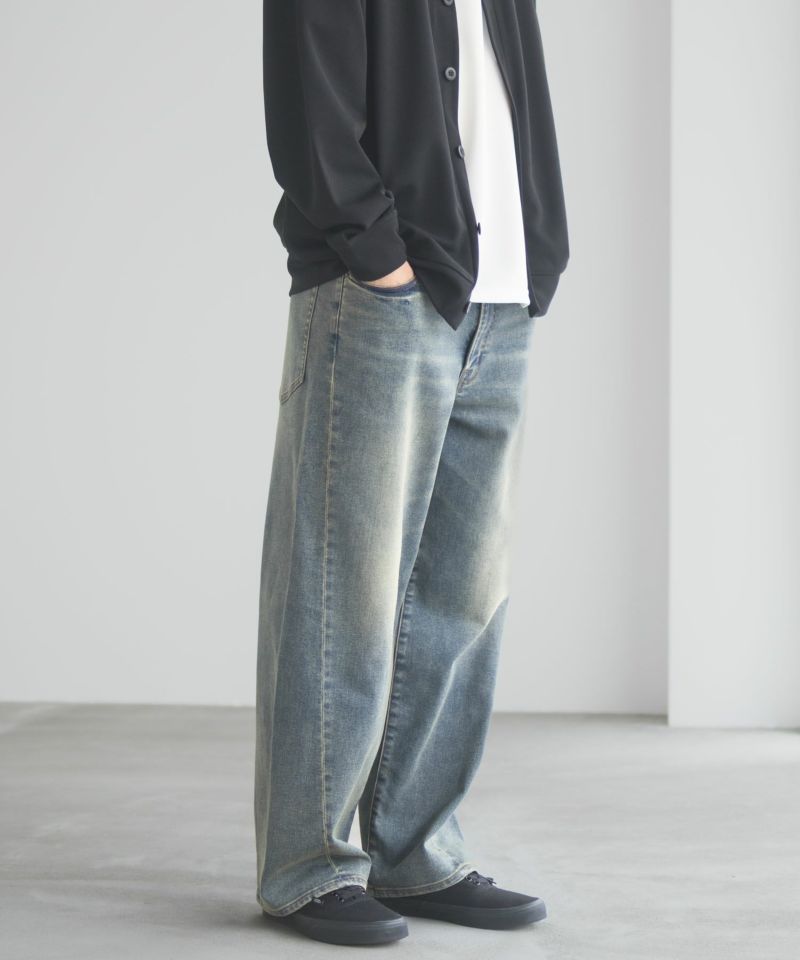 NAVY  毎日はきたくなるデニム「マイデニ」 バレルレッグ ワイドパンツ メンズ商品画像-15