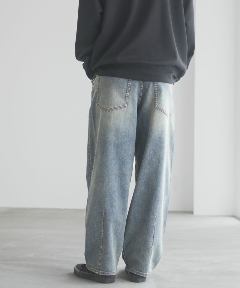 NAVY  毎日はきたくなるデニム「マイデニ」 バレルレッグ ワイドパンツ メンズ商品画像-16