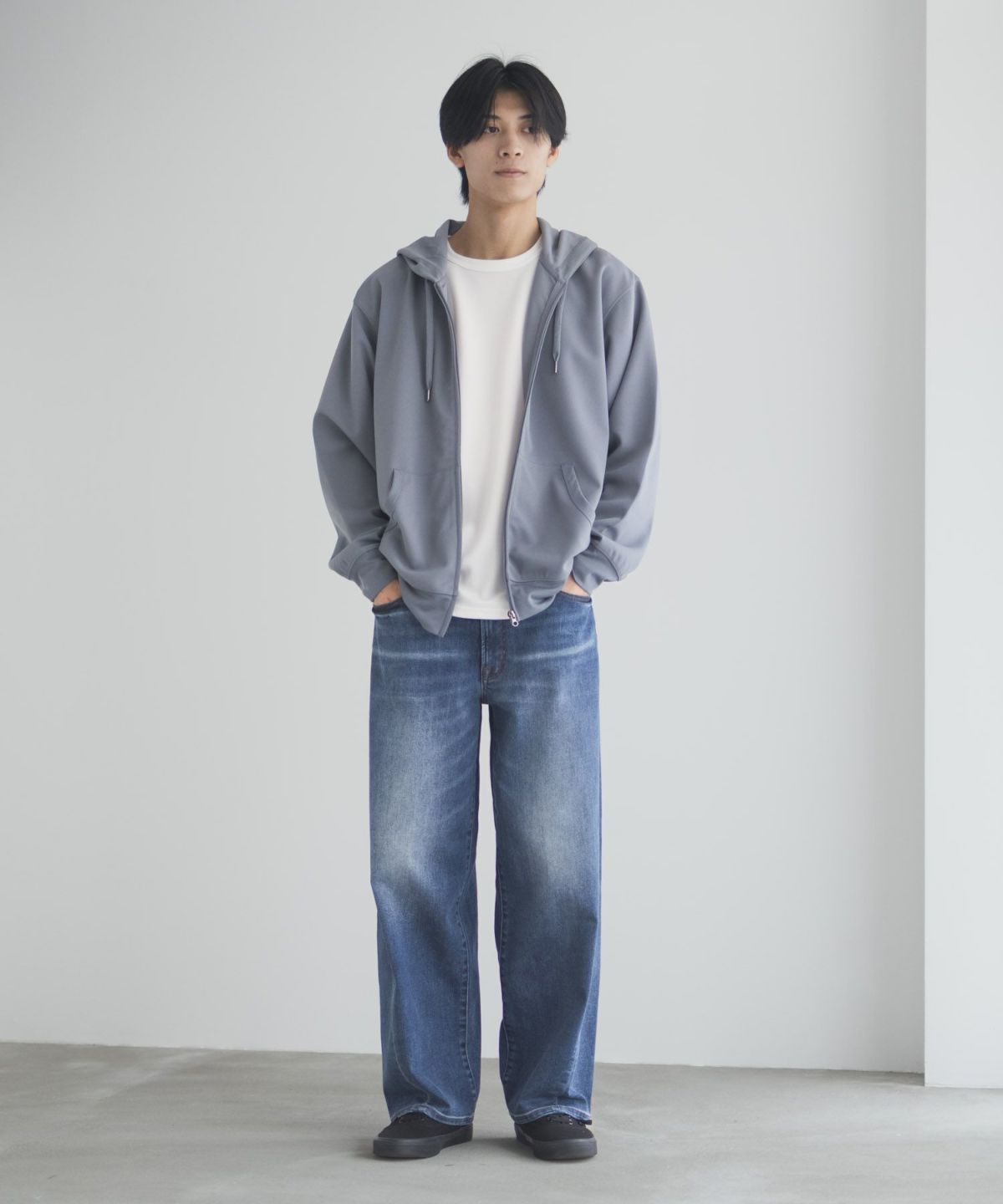 NAVY 毎日はきたくなるデニム「マイデニ」 バレルレッグ ワイドパンツ メンズ