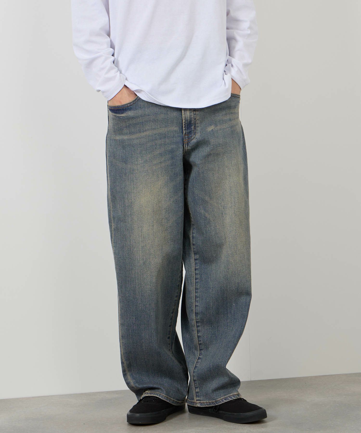 NAVY  毎日はきたくなるデニム「マイデニ」 バレルレッグ ワイドパンツ メンズ商品サムネイル-16
