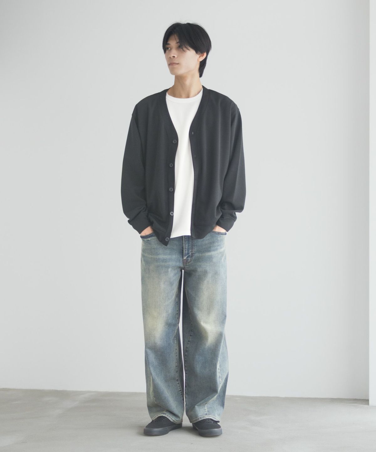 NAVY 毎日はきたくなるデニム「マイデニ」 バレルレッグ ワイドパンツ メンズ