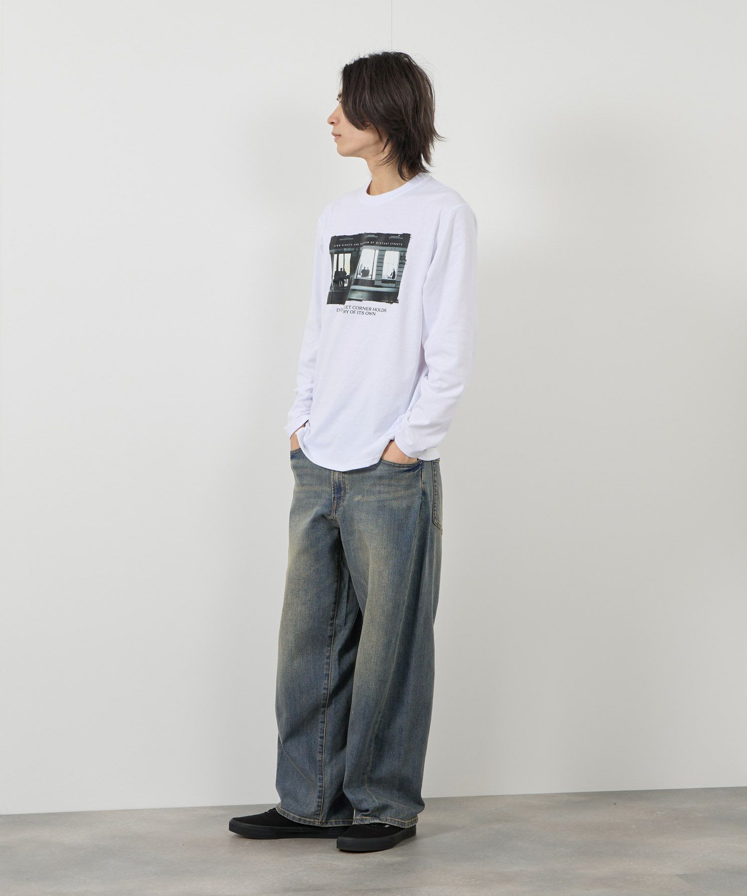 NAVY 毎日はきたくなるデニム「マイデニ」 バレルレッグ ワイドパンツ メンズ