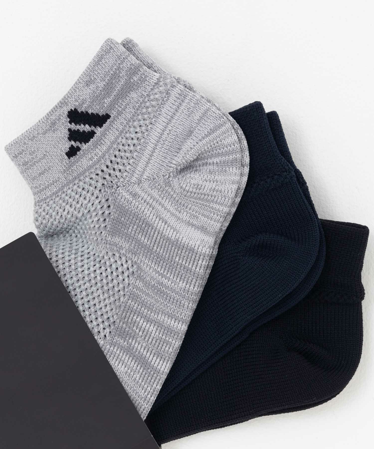 adidas スニーカーソックス 甲スーパーメッシュ 3足組 キッズ