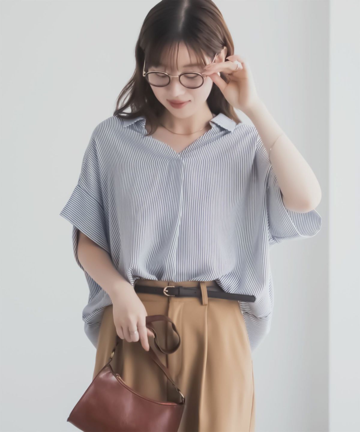 nAvy スキッパーブラウス レディース