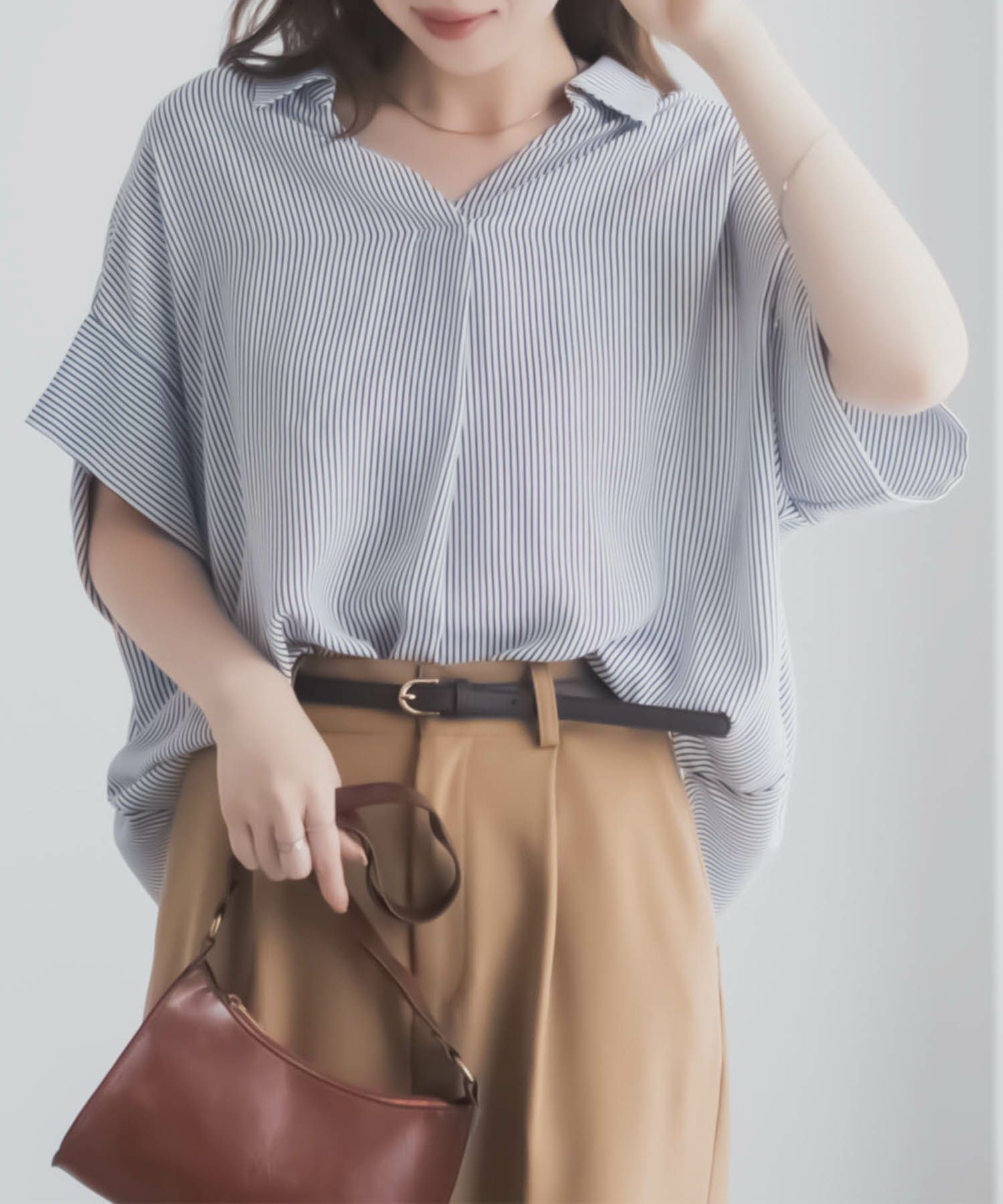 nAvy スキッパーブラウス レディース