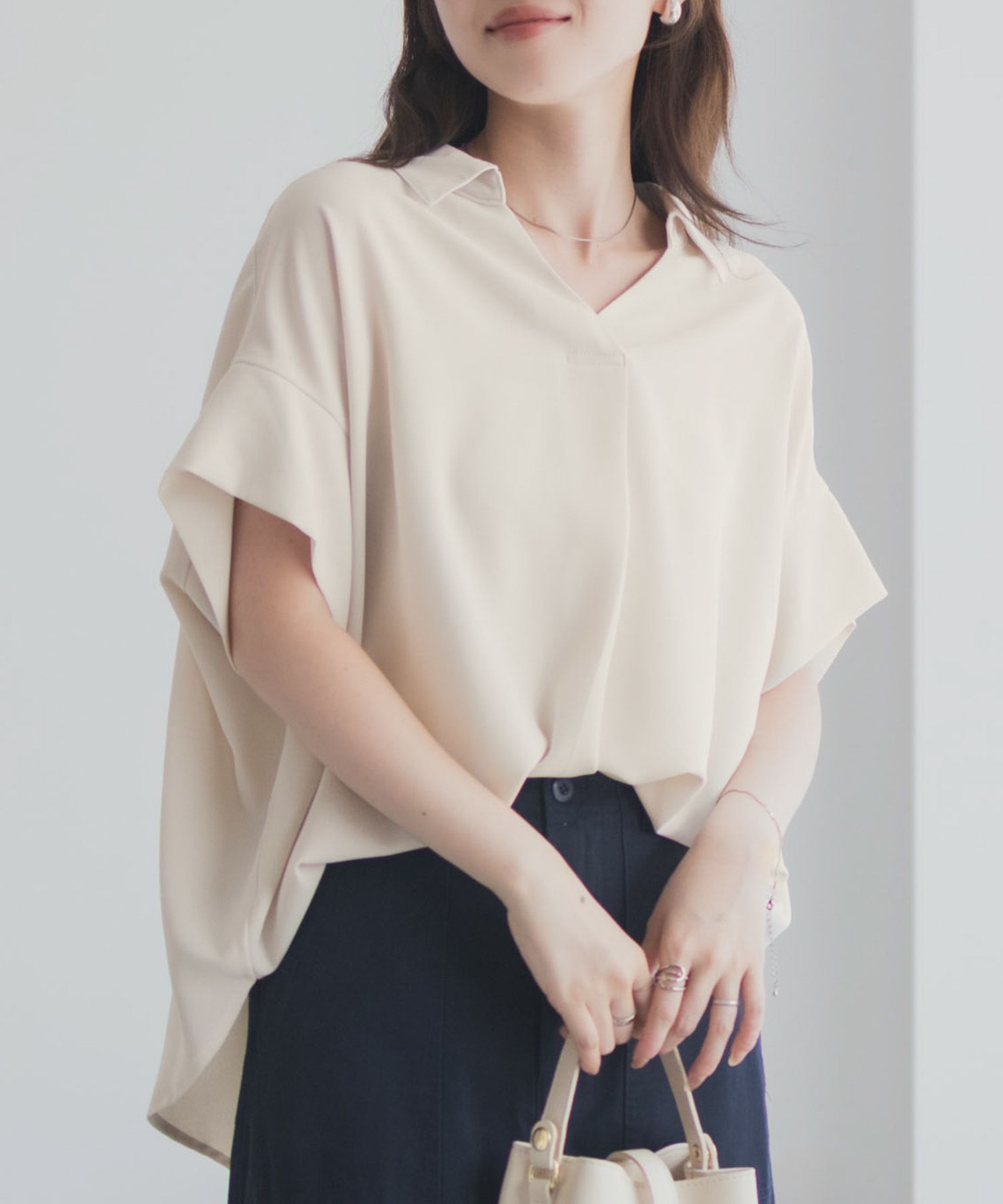 nAvy スキッパーブラウス レディース