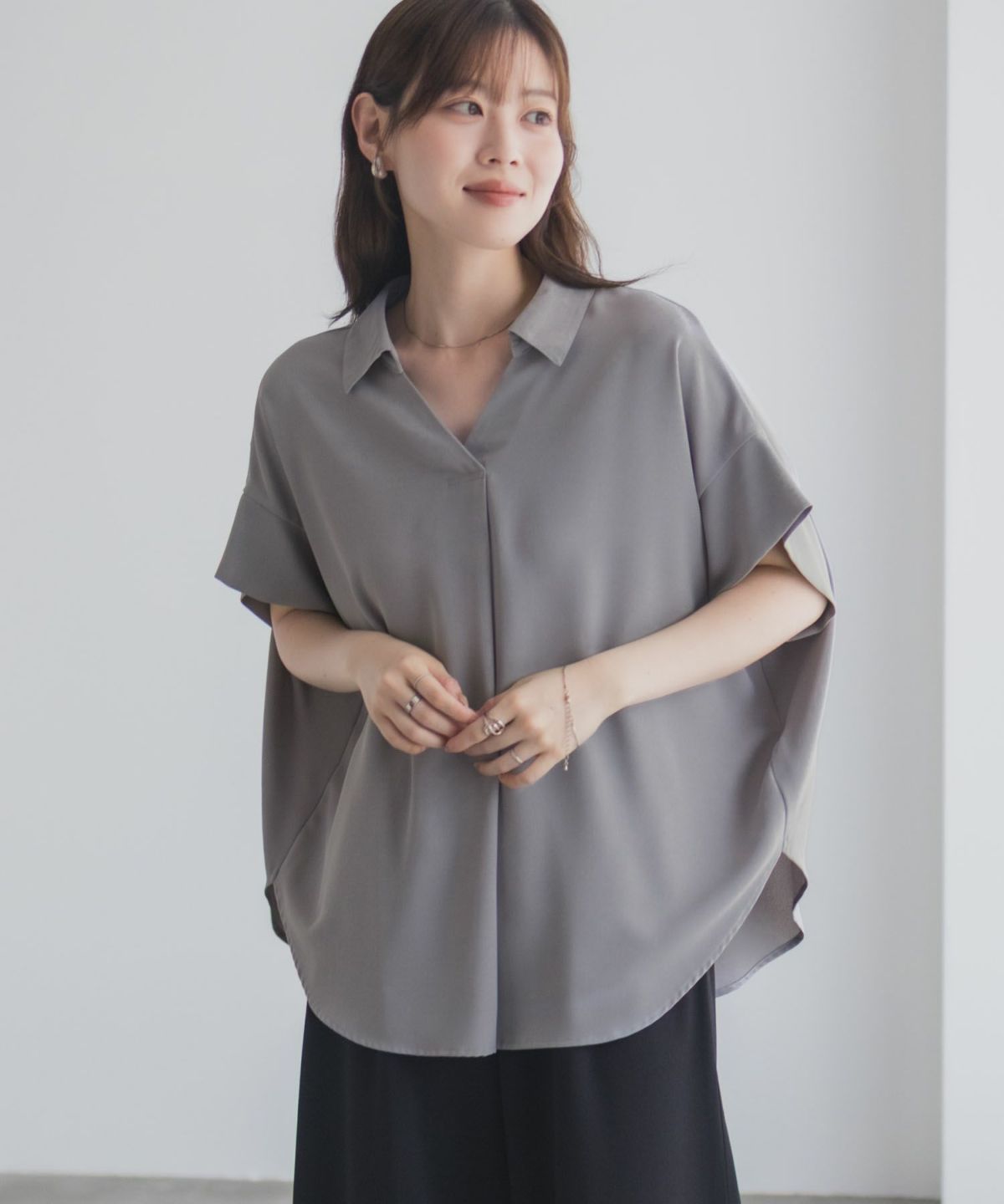 nAvy スキッパーブラウス レディース