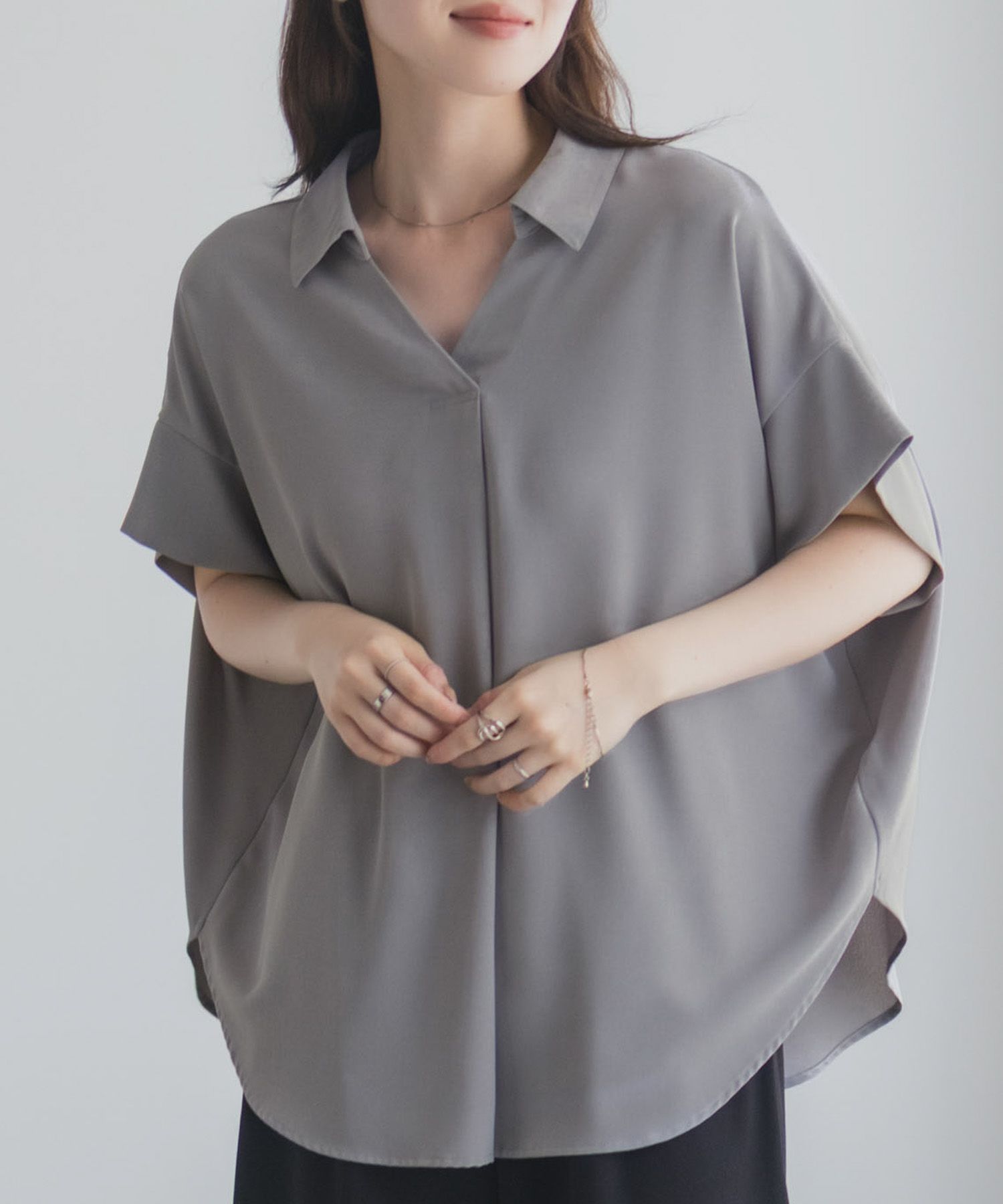 nAvy スキッパーブラウス レディース