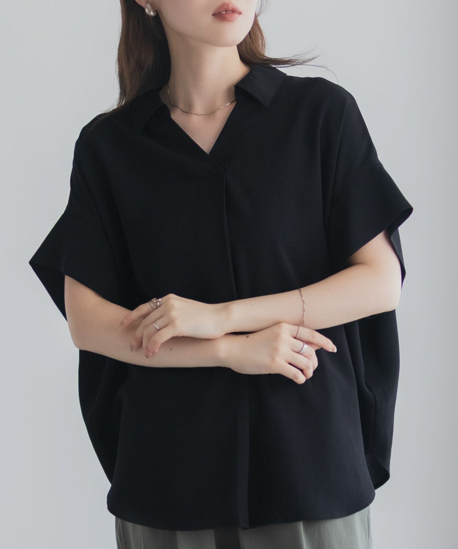 nAvy スキッパーブラウス レディース