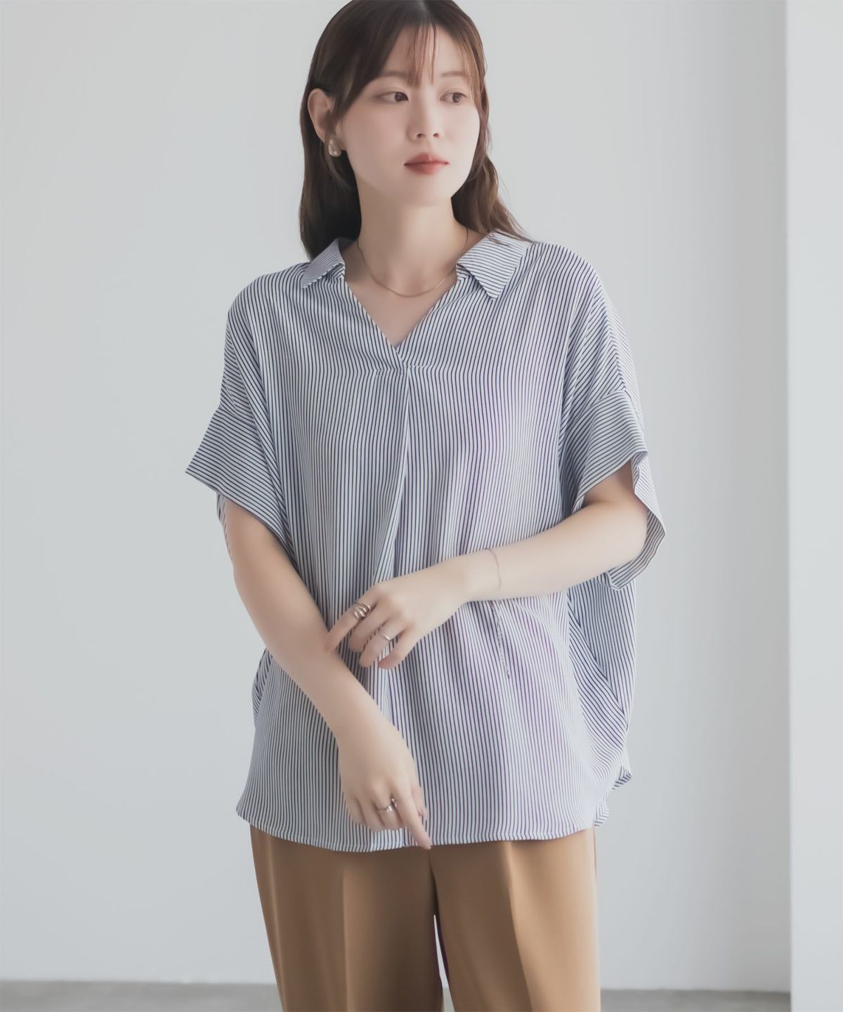 nAvy スキッパーブラウス レディース