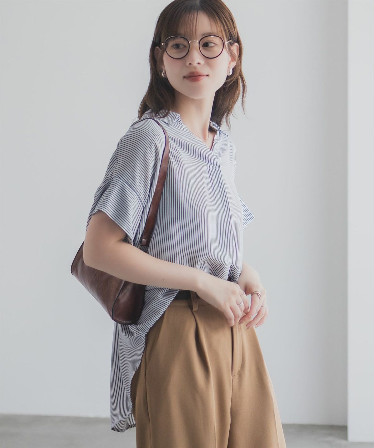 nAvy スキッパーブラウス レディース