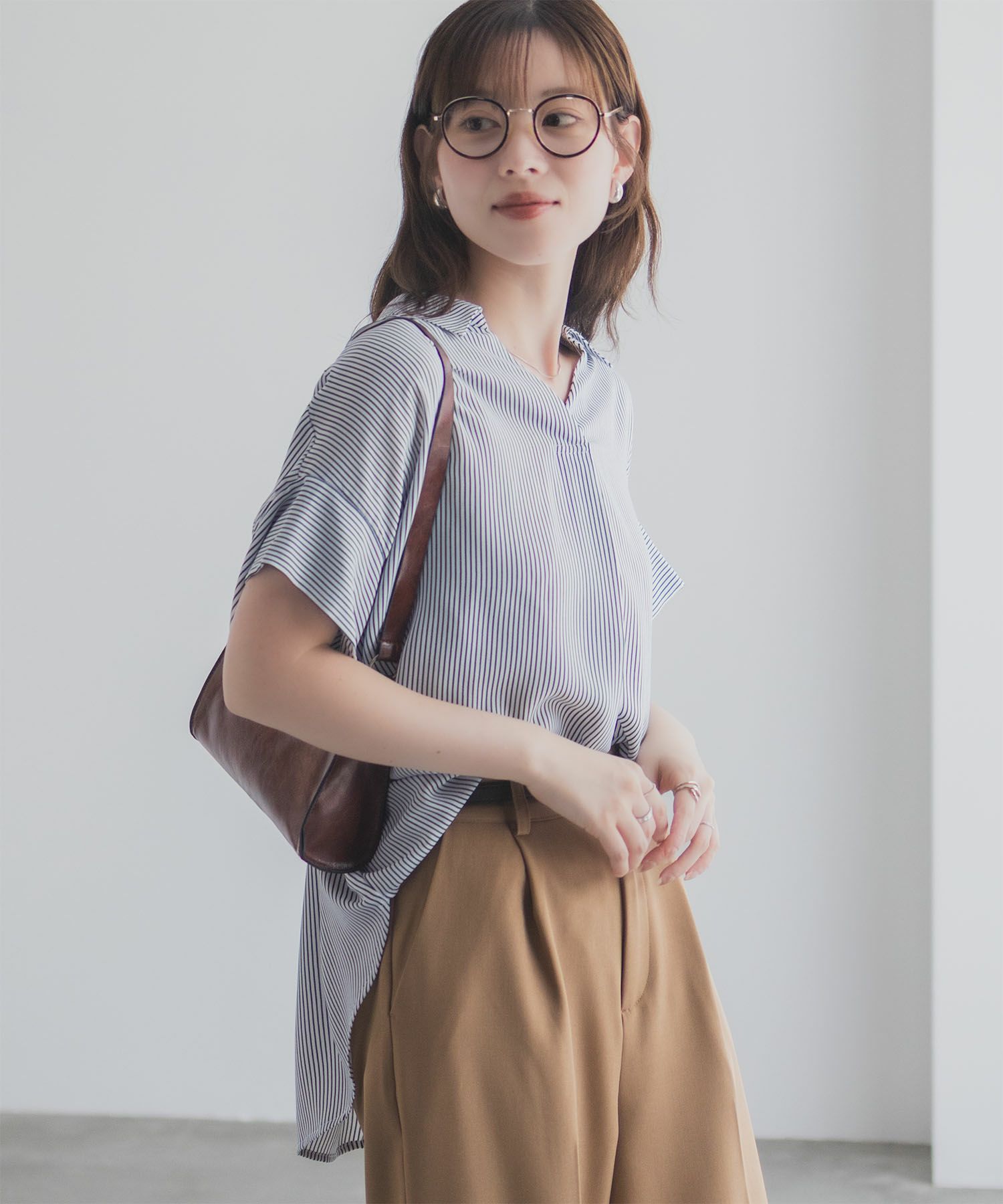 nAvy スキッパーブラウス レディース