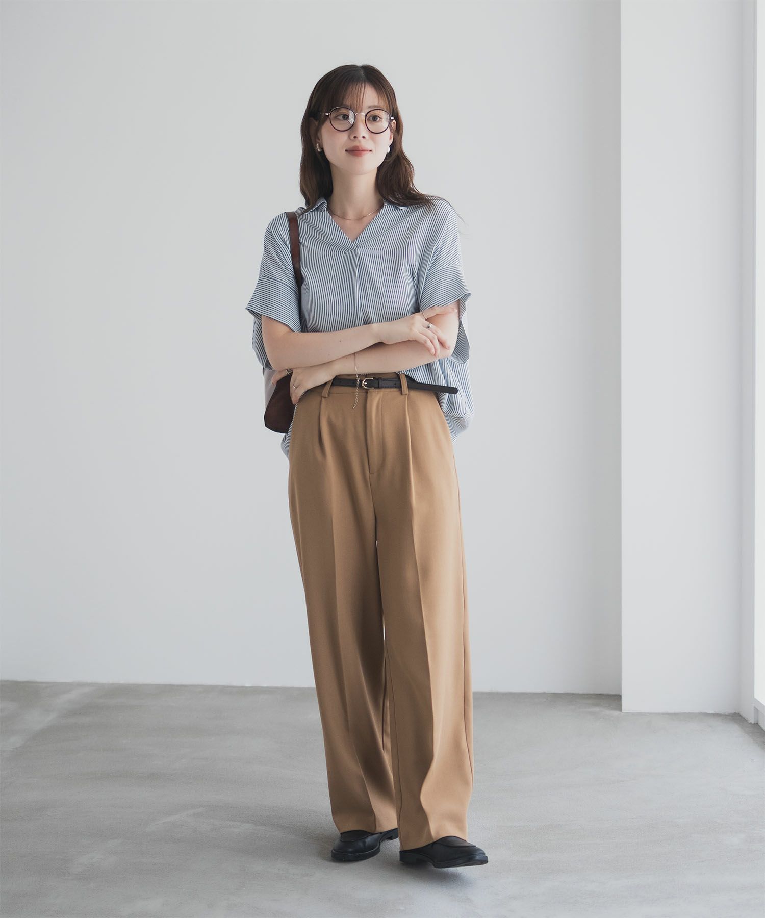 nAvy スキッパーブラウス レディース