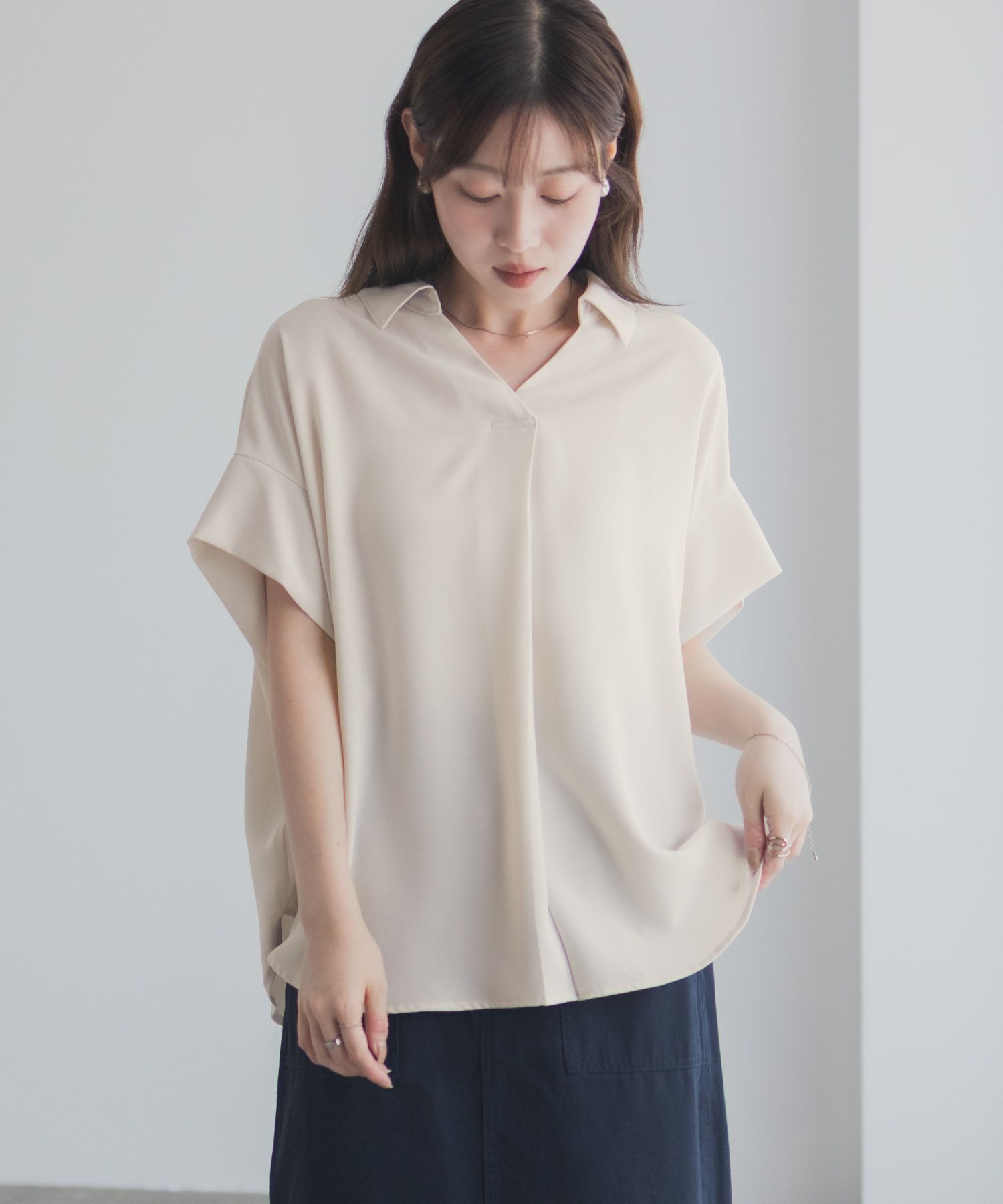 nAvy スキッパーブラウス レディース