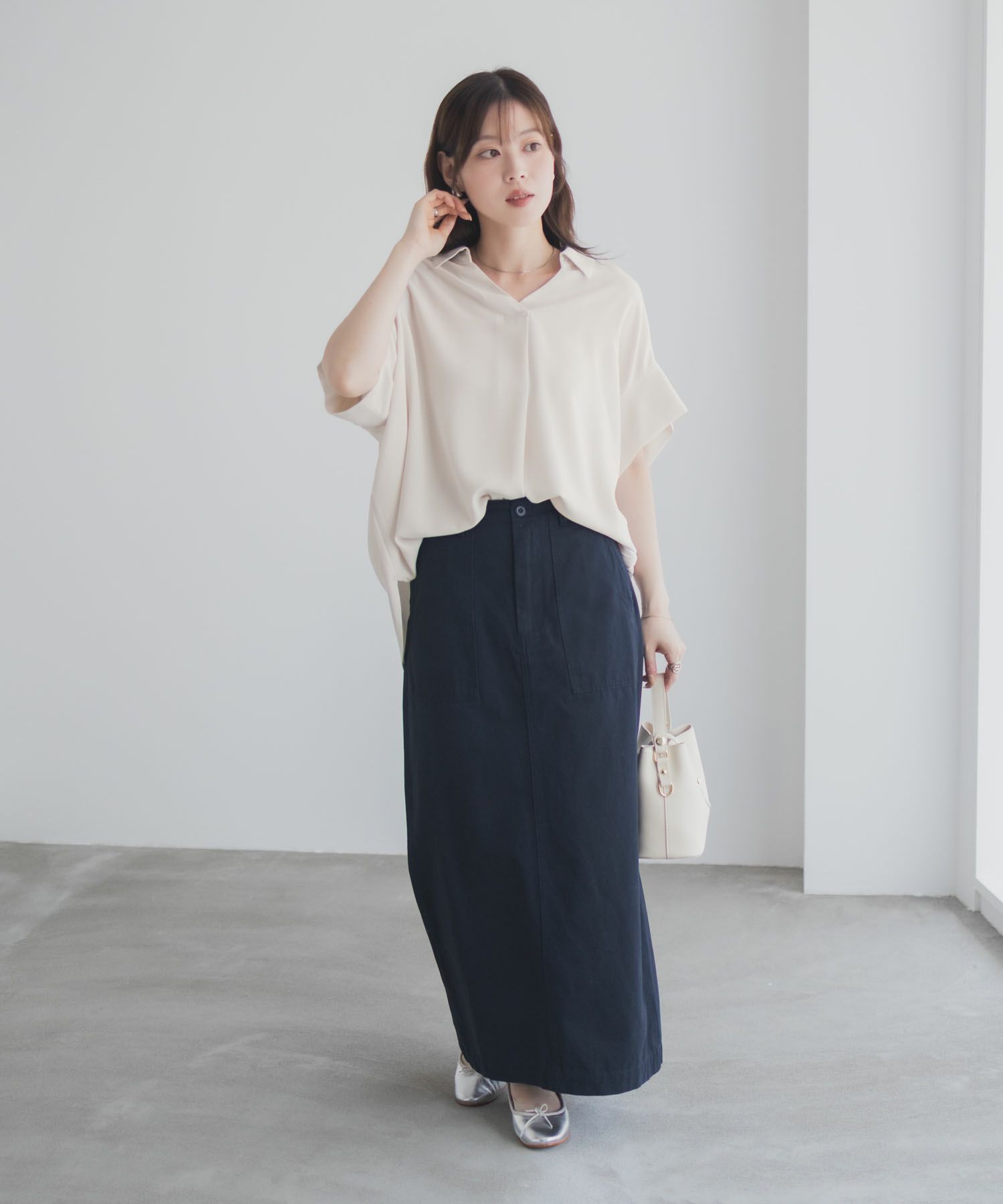 nAvy スキッパーブラウス レディース