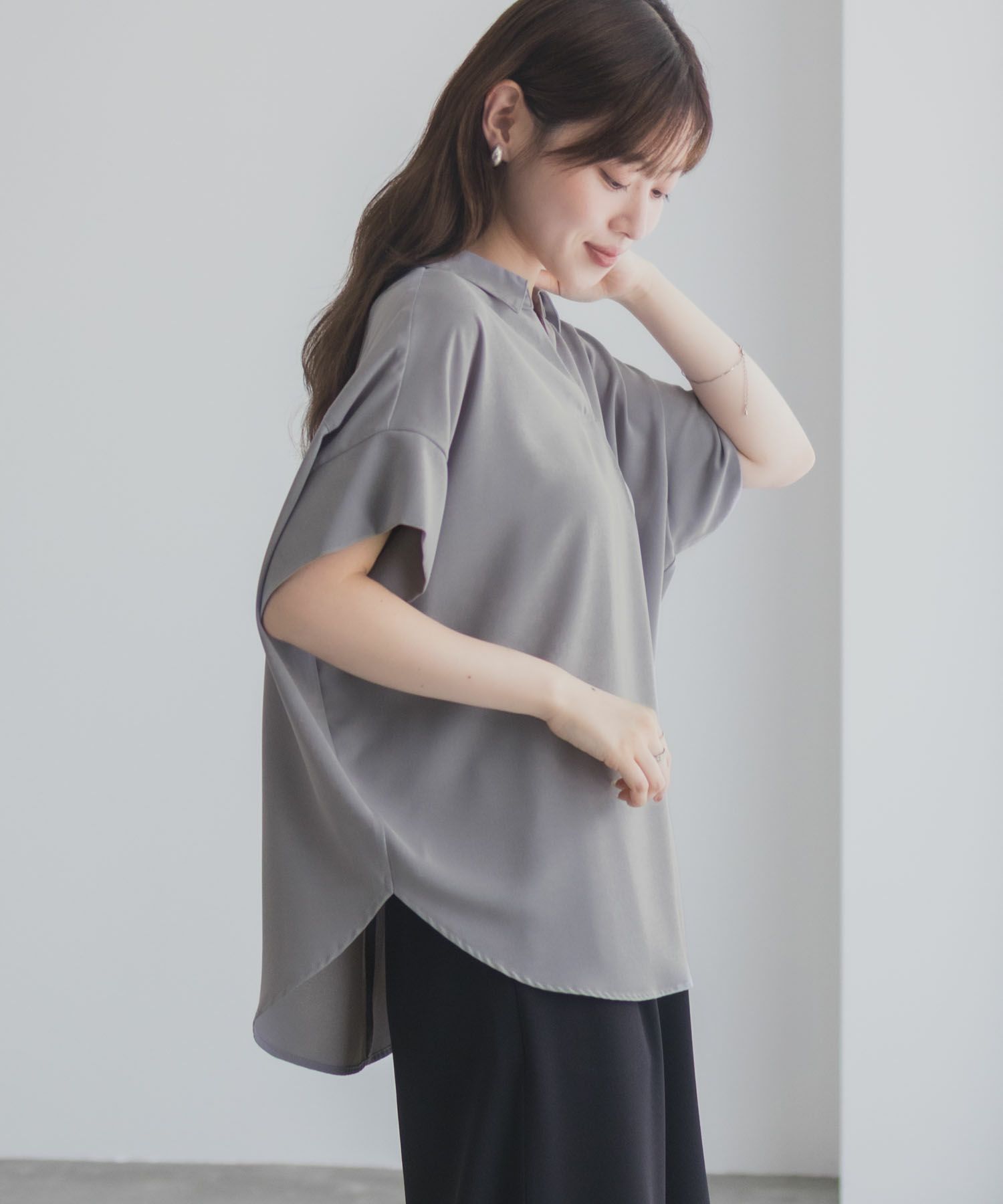 nAvy スキッパーブラウス レディース