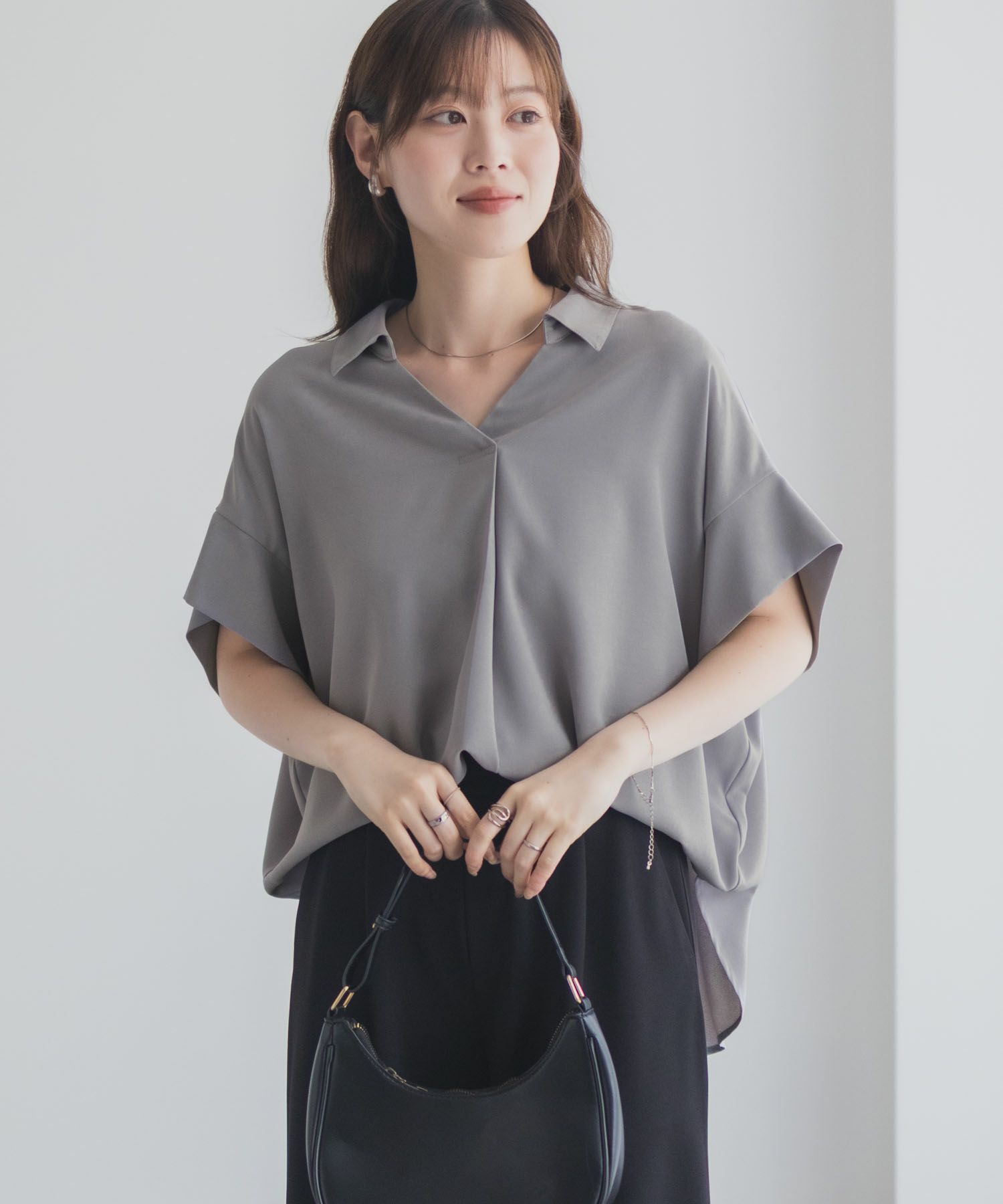 nAvy スキッパーブラウス レディース