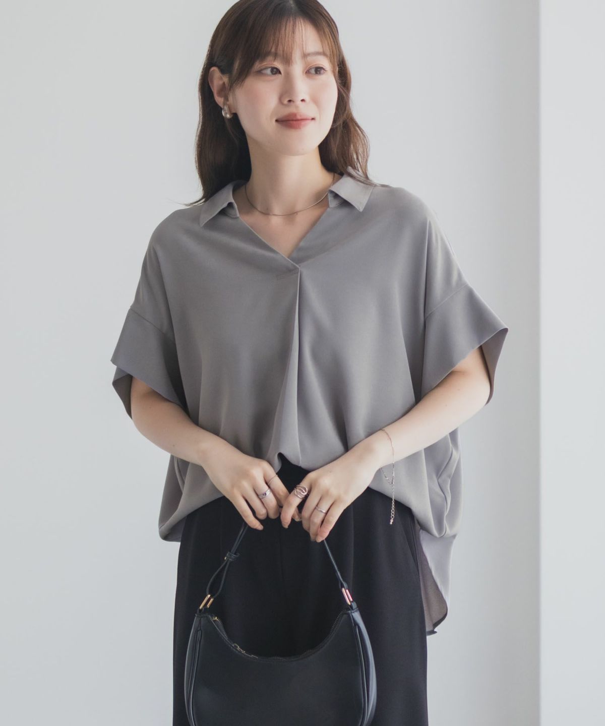 nAvy スキッパーブラウス レディース