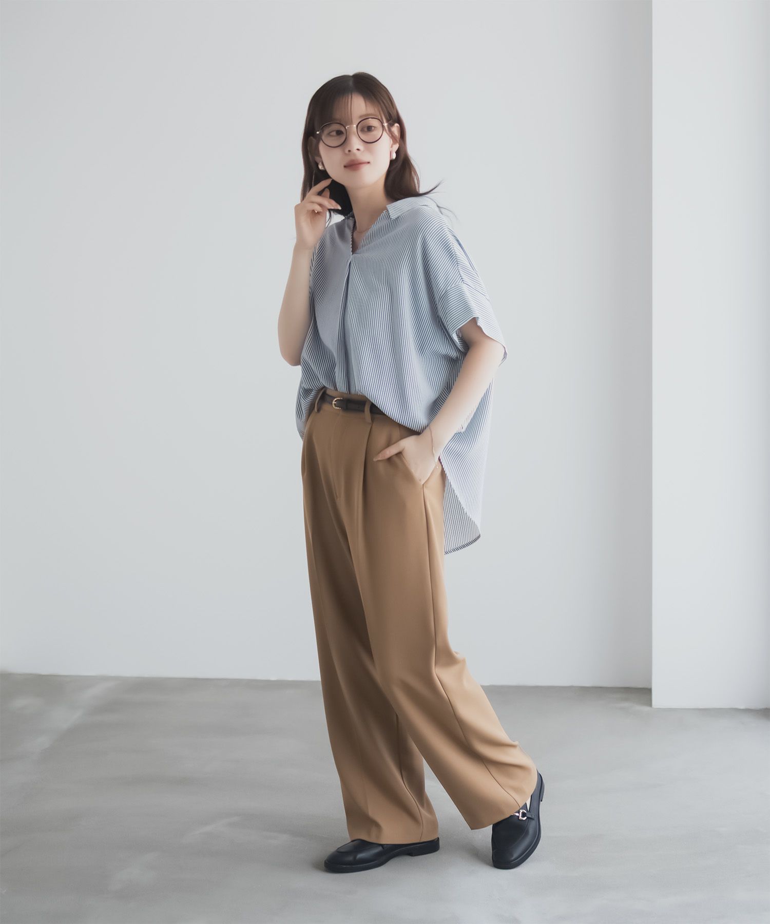 nAvy スキッパーブラウス レディース