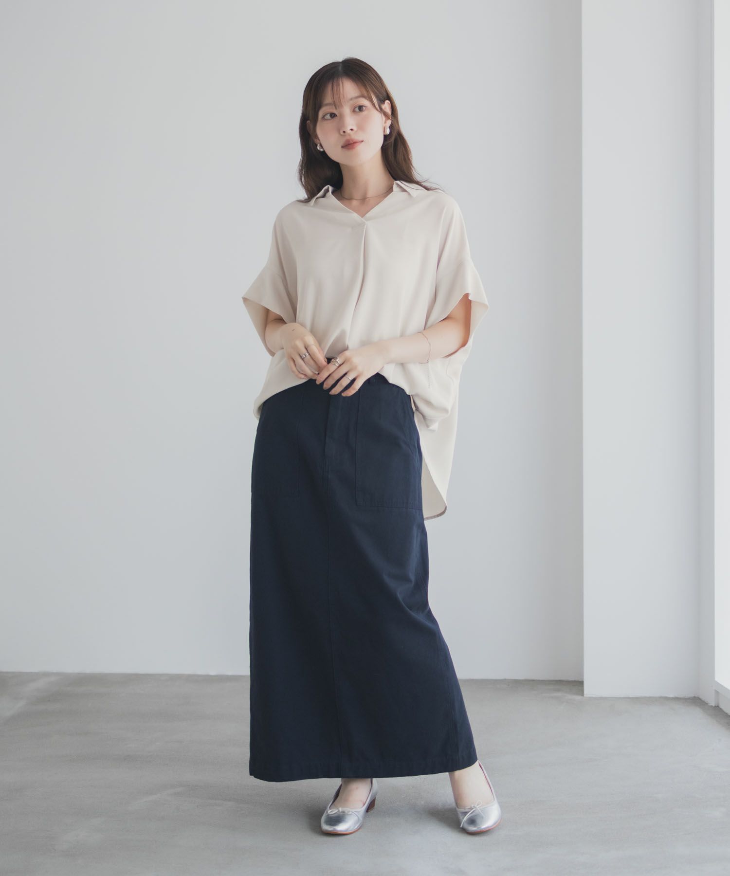 nAvy スキッパーブラウス レディース