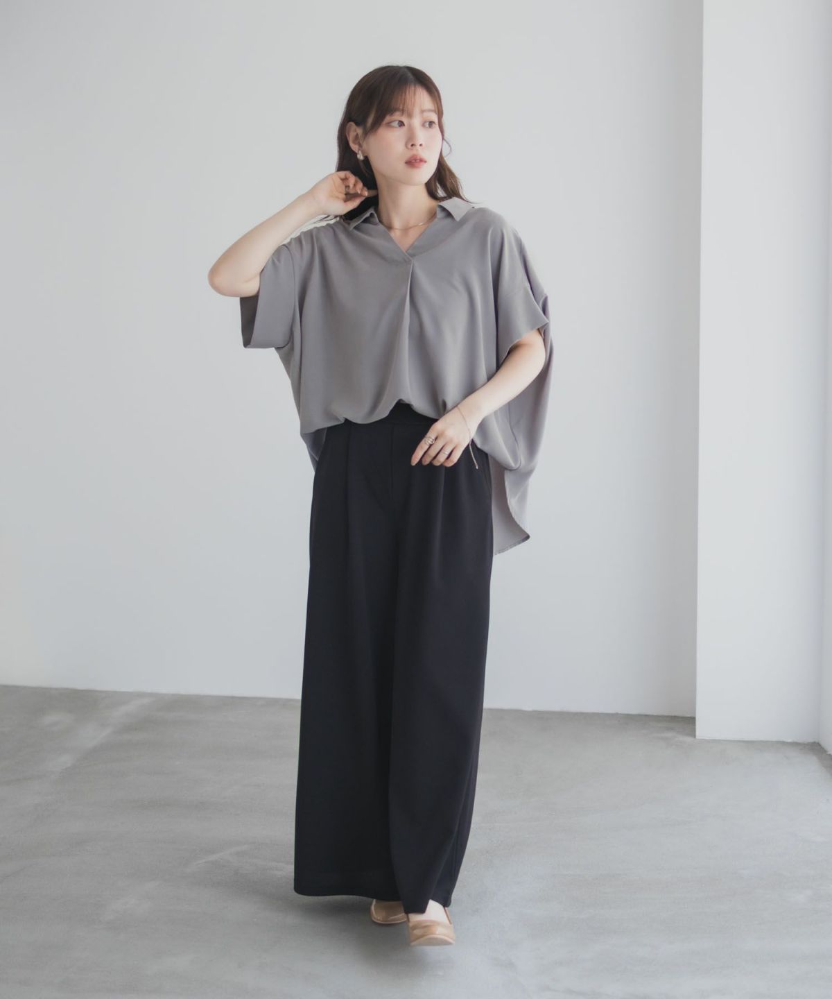 nAvy スキッパーブラウス レディース