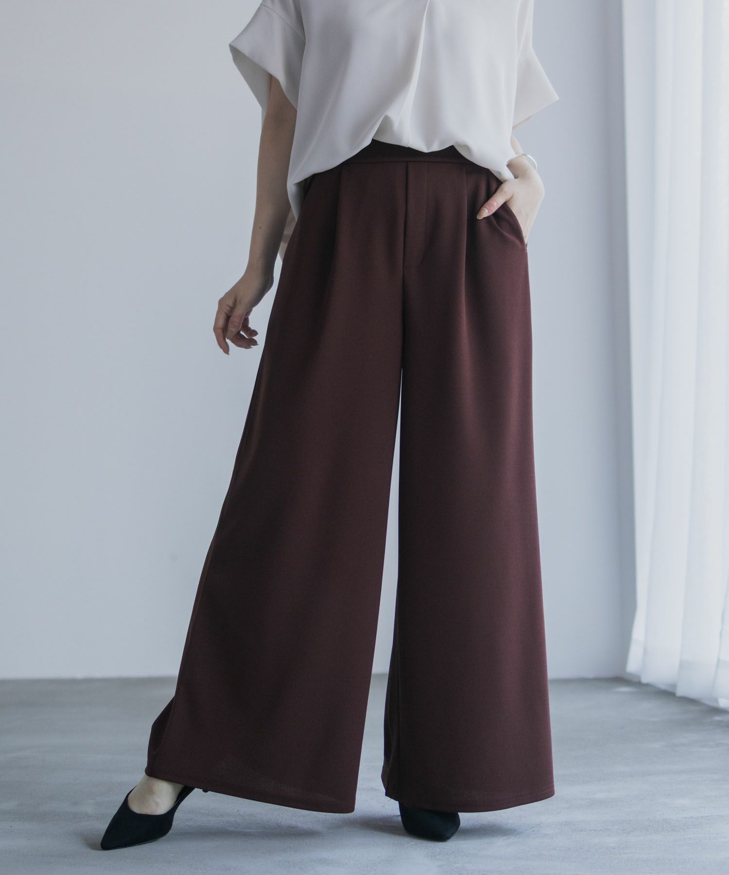 nAvy ジョーゼットワイドパンツ レディース商品画像-5