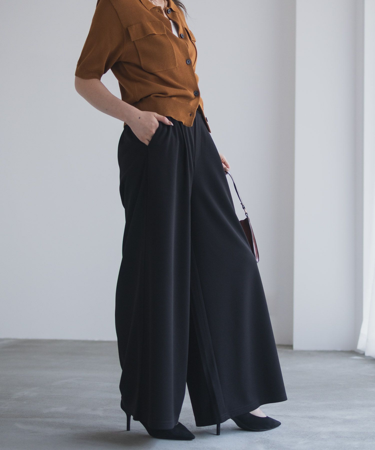 nAvy ジョーゼットワイドパンツ レディース商品画像-9
