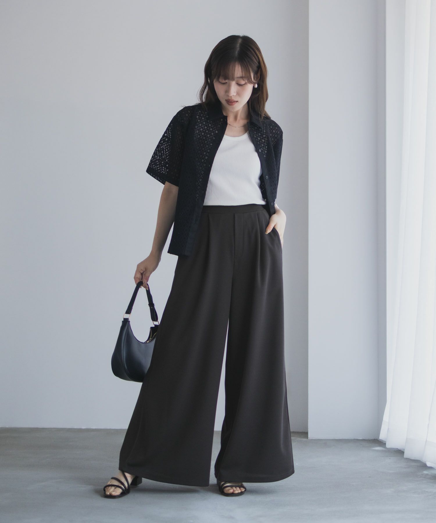 nAvy ジョーゼットワイドパンツ レディース商品画像-15