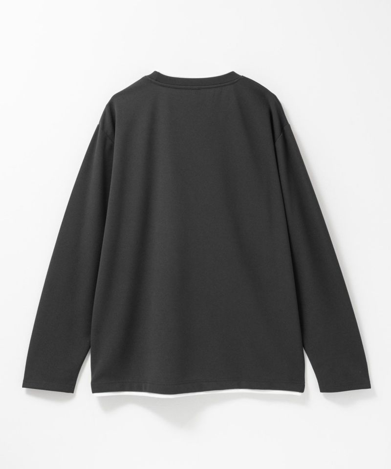 [値下げ]NAVY  時短フェイクレイヤードクルーネック長袖Tシャツ メンズ商品画像-2