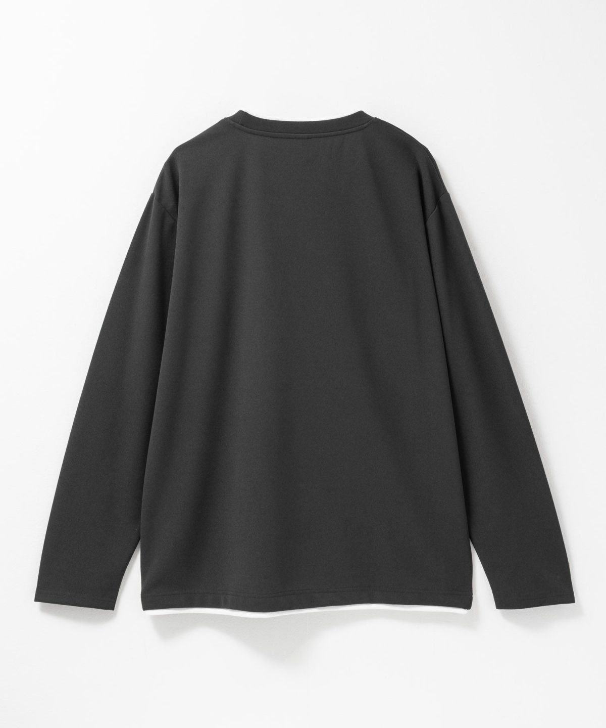 NAVY 時短フェイクレイヤードクルーネック長袖Tシャツ メンズ