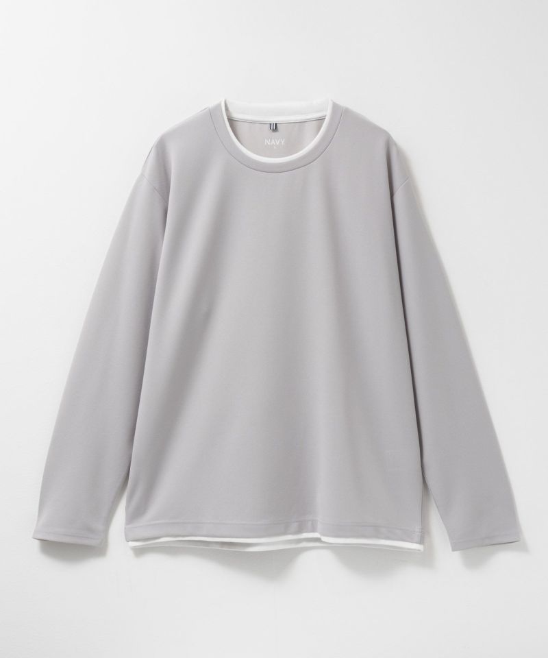 [値下げ]NAVY  時短フェイクレイヤードクルーネック長袖Tシャツ メンズ商品画像-3