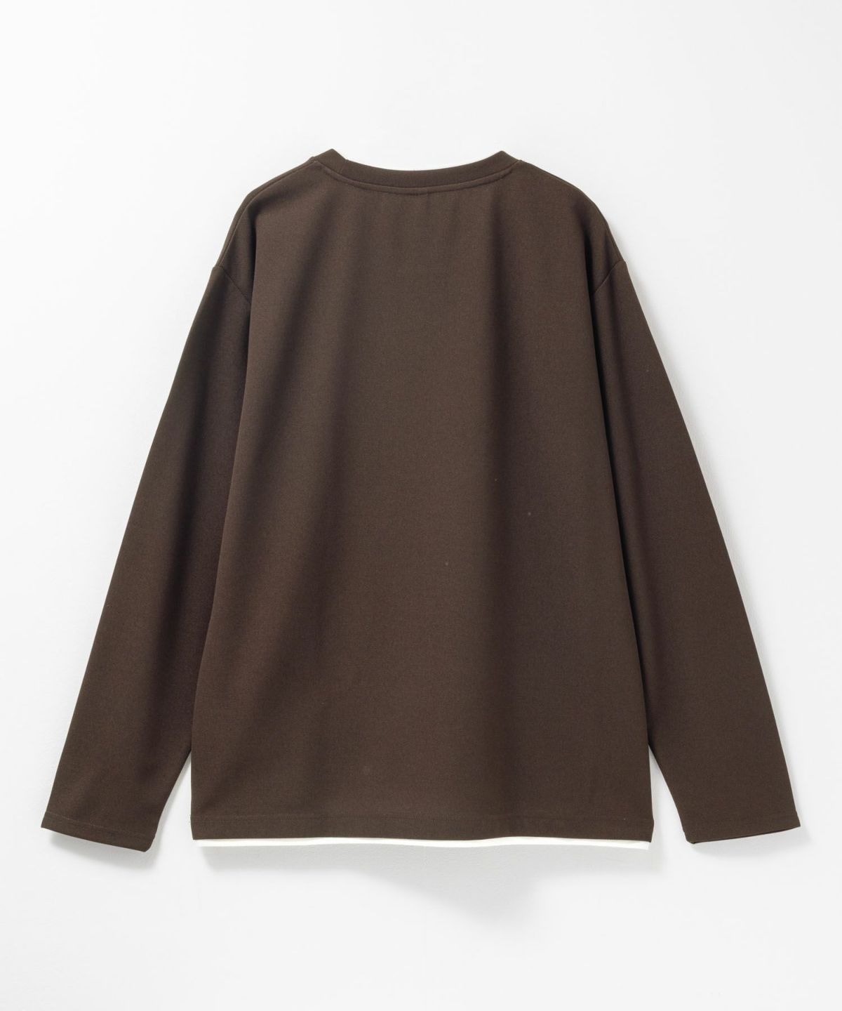 NAVY 時短フェイクレイヤードクルーネック長袖Tシャツ メンズ