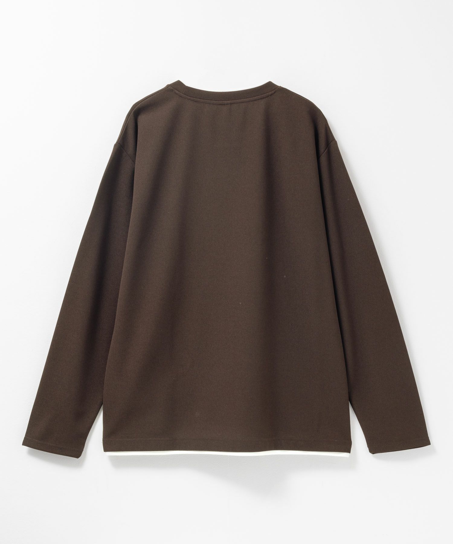 NAVY 時短フェイクレイヤードクルーネック長袖Tシャツ メンズ