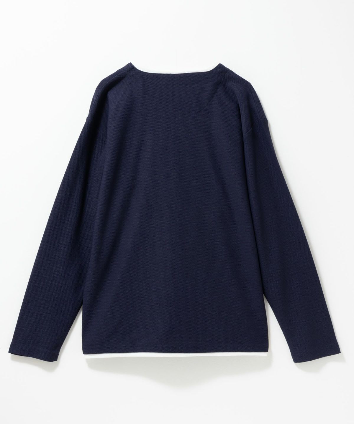 NAVY 時短フェイクレイヤードワッフルキーネックTシャツ メンズ