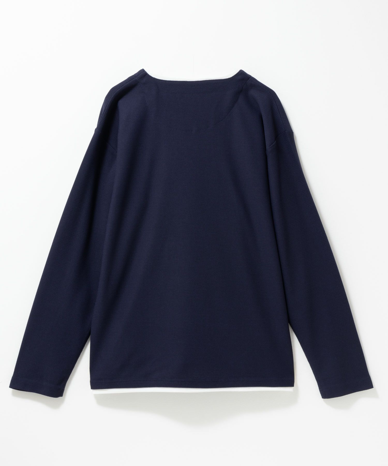 NAVY 時短フェイクレイヤードワッフルキーネックTシャツ メンズ