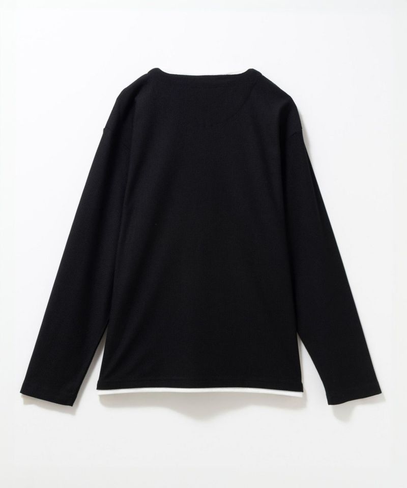 [値下げ]NAVY  時短フェイクレイヤードワッフルキーネックTシャツ メンズ商品画像-6