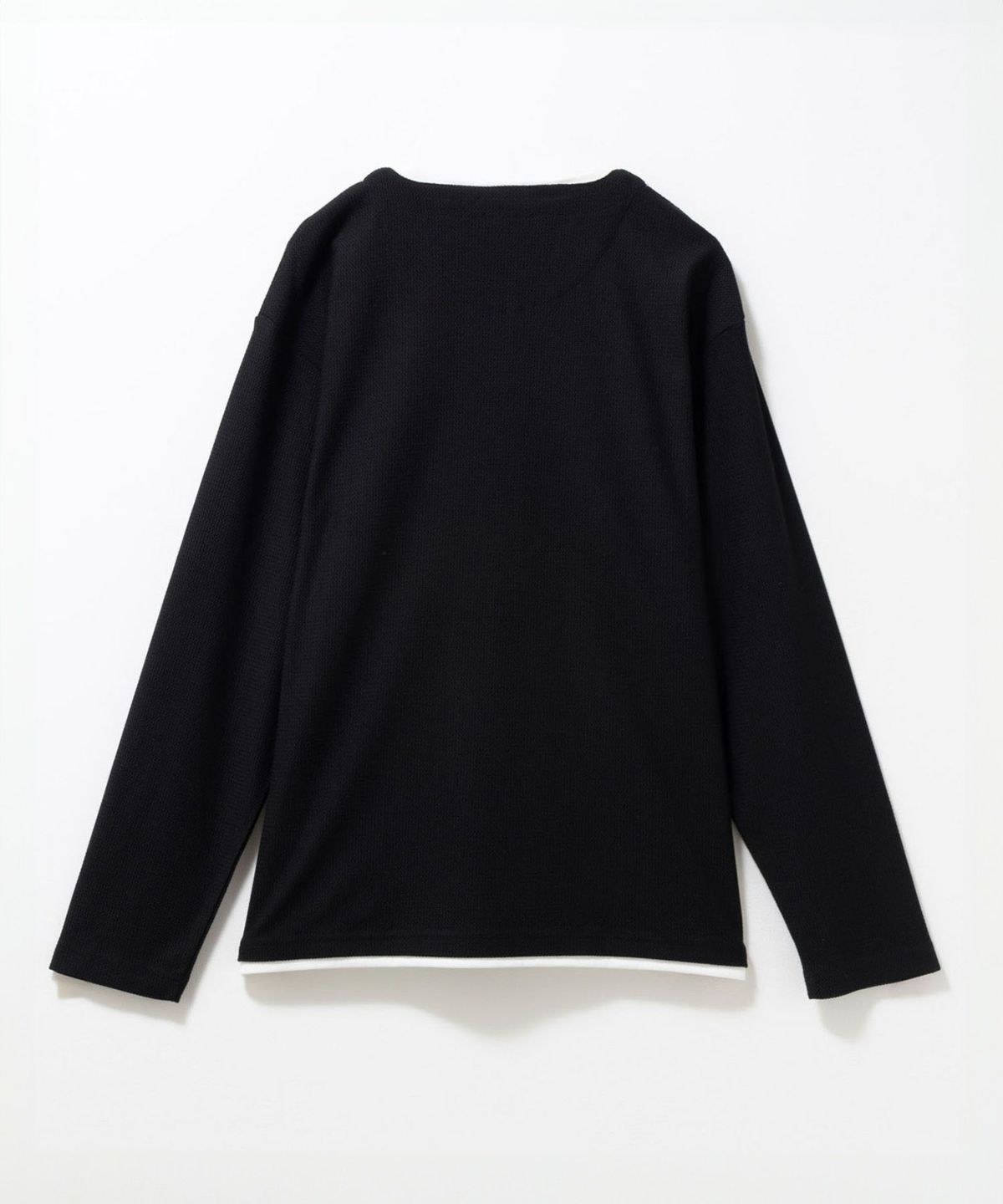 NAVY 時短フェイクレイヤードワッフルキーネックTシャツ メンズ