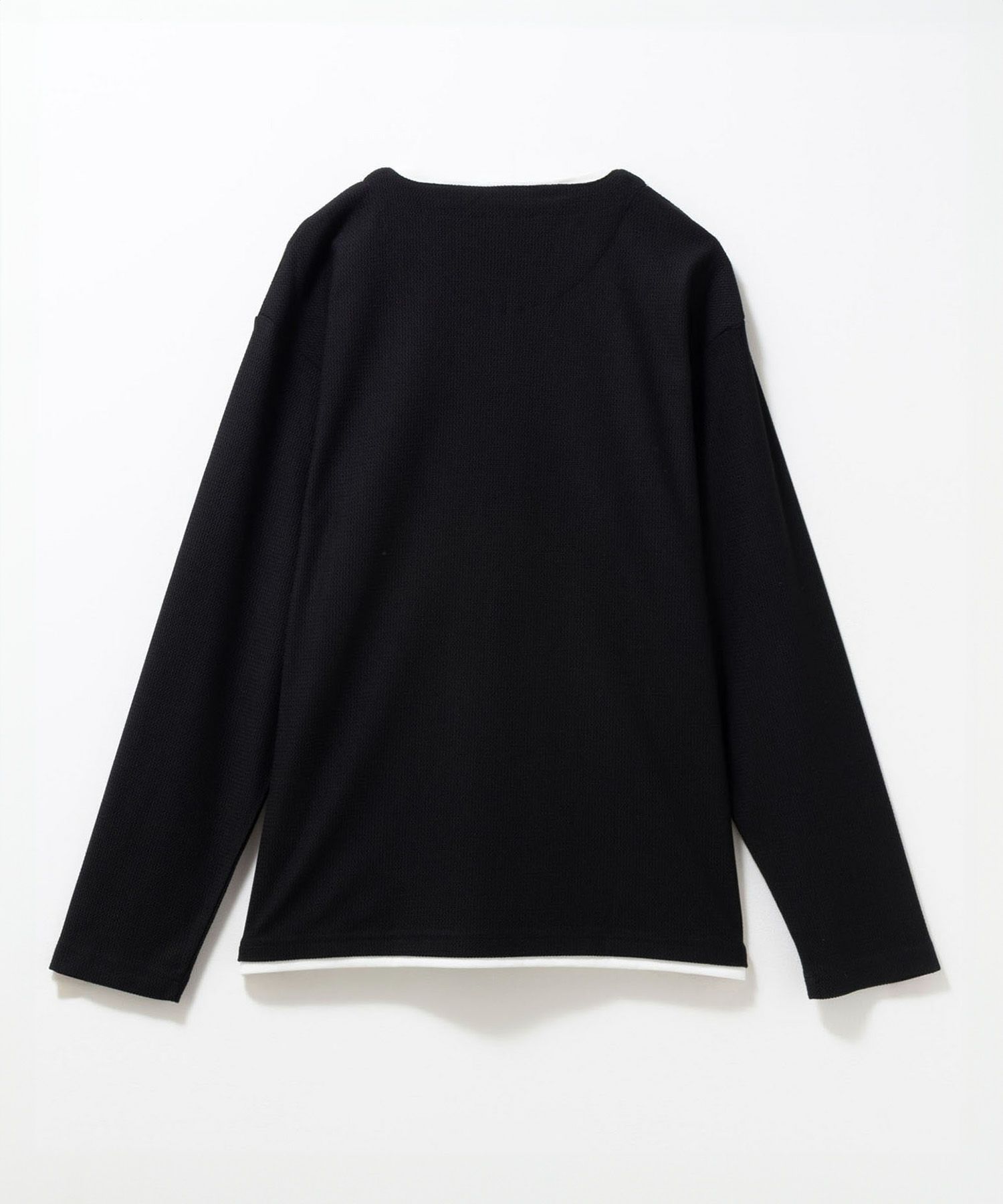 NAVY 時短フェイクレイヤードワッフルキーネックTシャツ メンズ