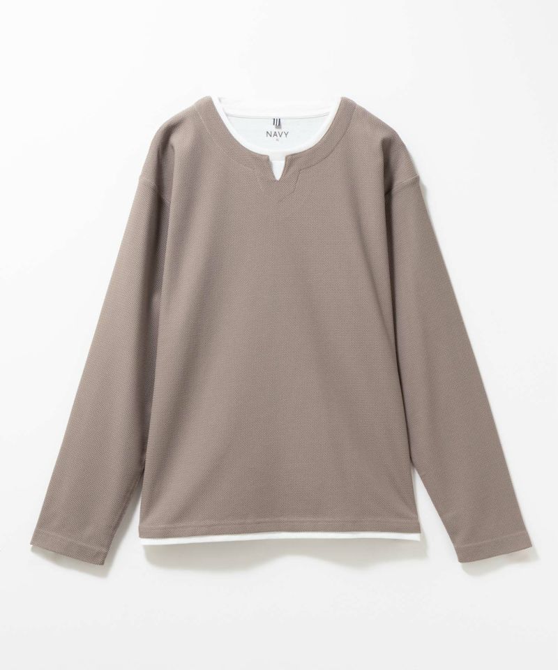 [値下げ]NAVY  時短フェイクレイヤードワッフルキーネックTシャツ メンズ商品画像-7