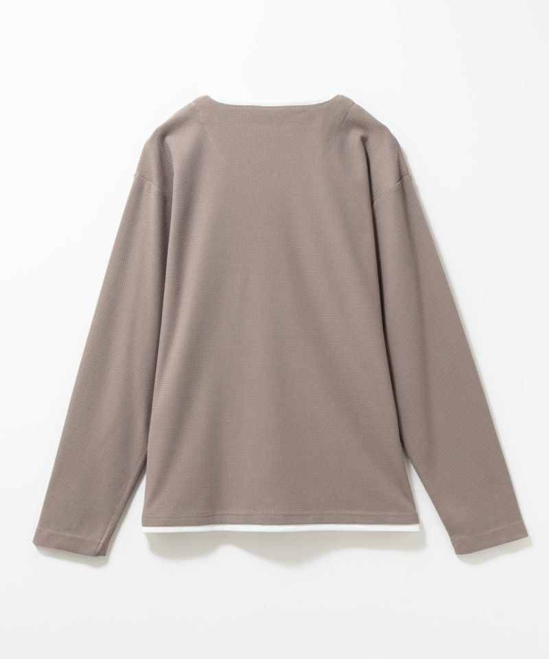 NAVY  時短フェイクレイヤードワッフルキーネックTシャツ メンズ商品画像-8