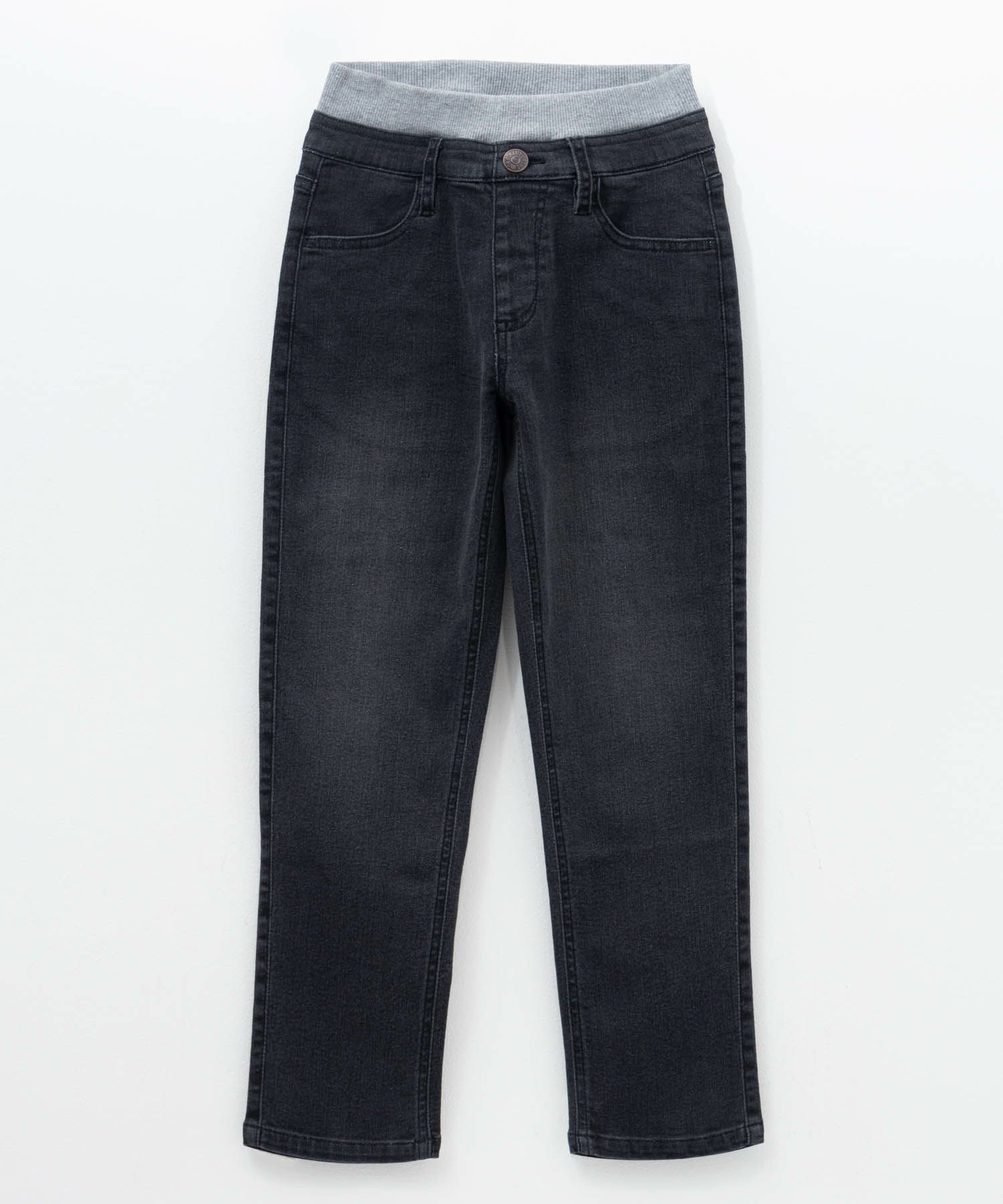 NAVY  のびるモン ストレッチデニムストレートパンツ ウエストリブパンツ キッズ商品画像-3