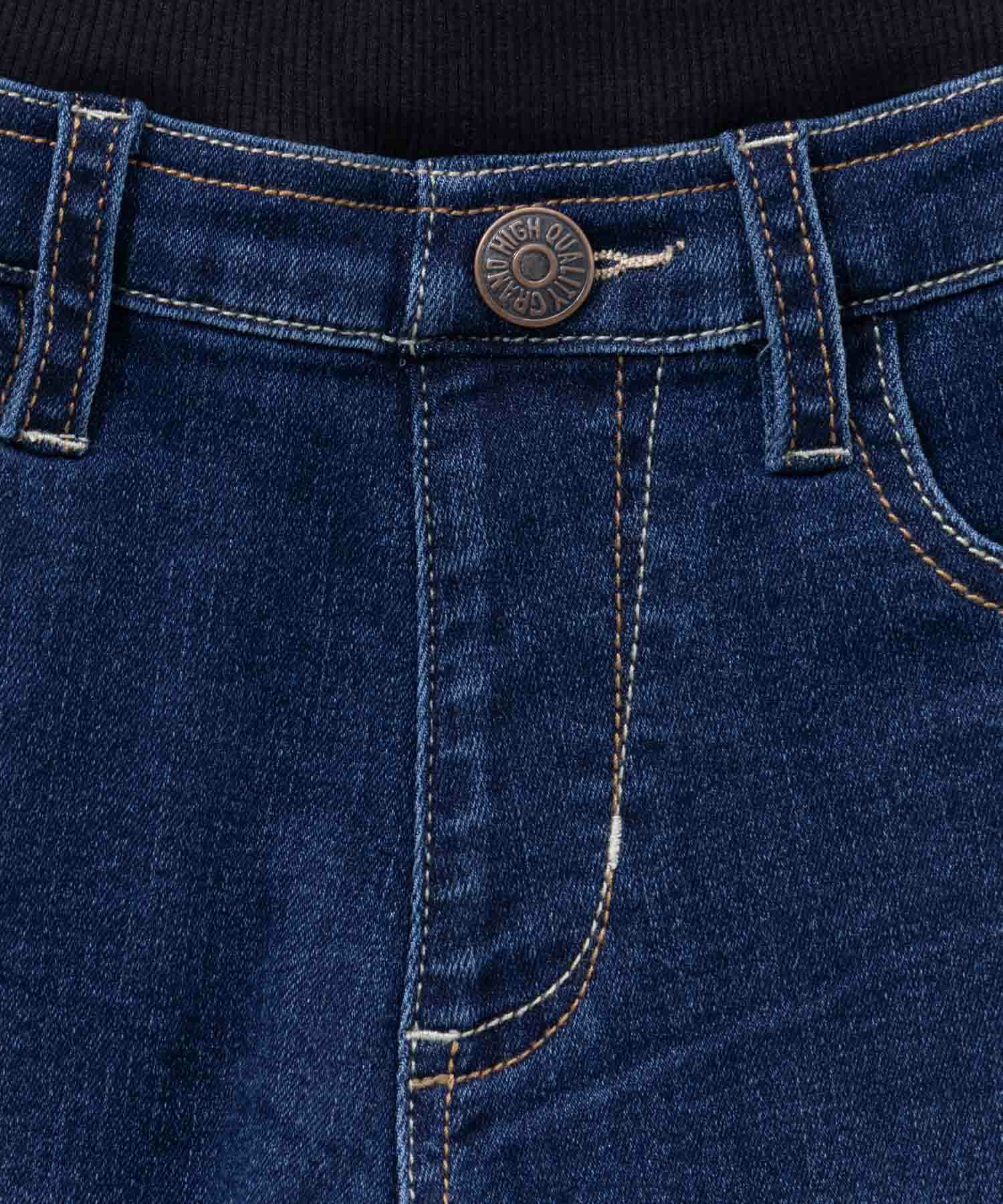 NAVY のびるモン ストレッチデニムストレートパンツ ウエストリブパンツ キッズ