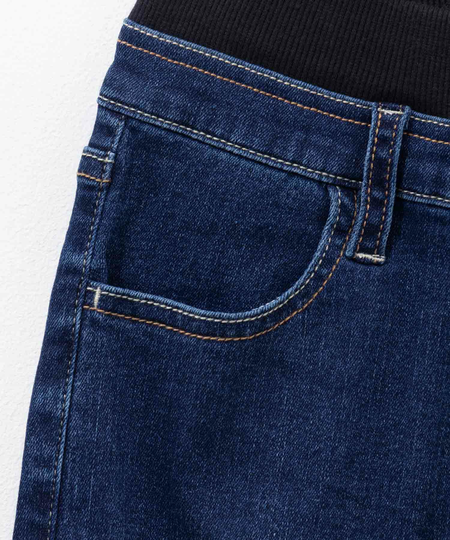 NAVY のびるモン ストレッチデニムストレートパンツ ウエストリブパンツ キッズ