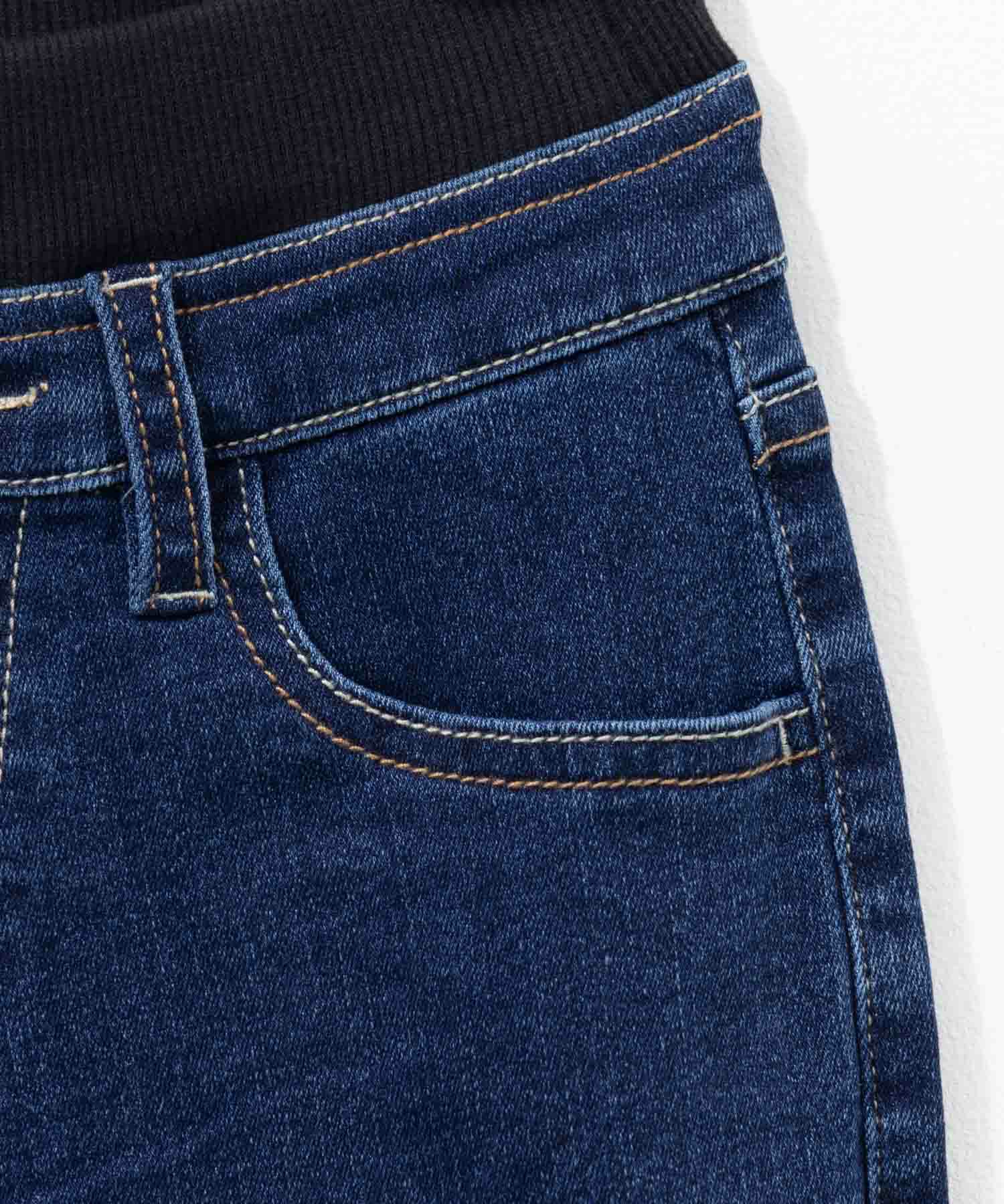 NAVY  のびるモン ストレッチデニムストレートパンツ ウエストリブパンツ キッズ商品画像-9