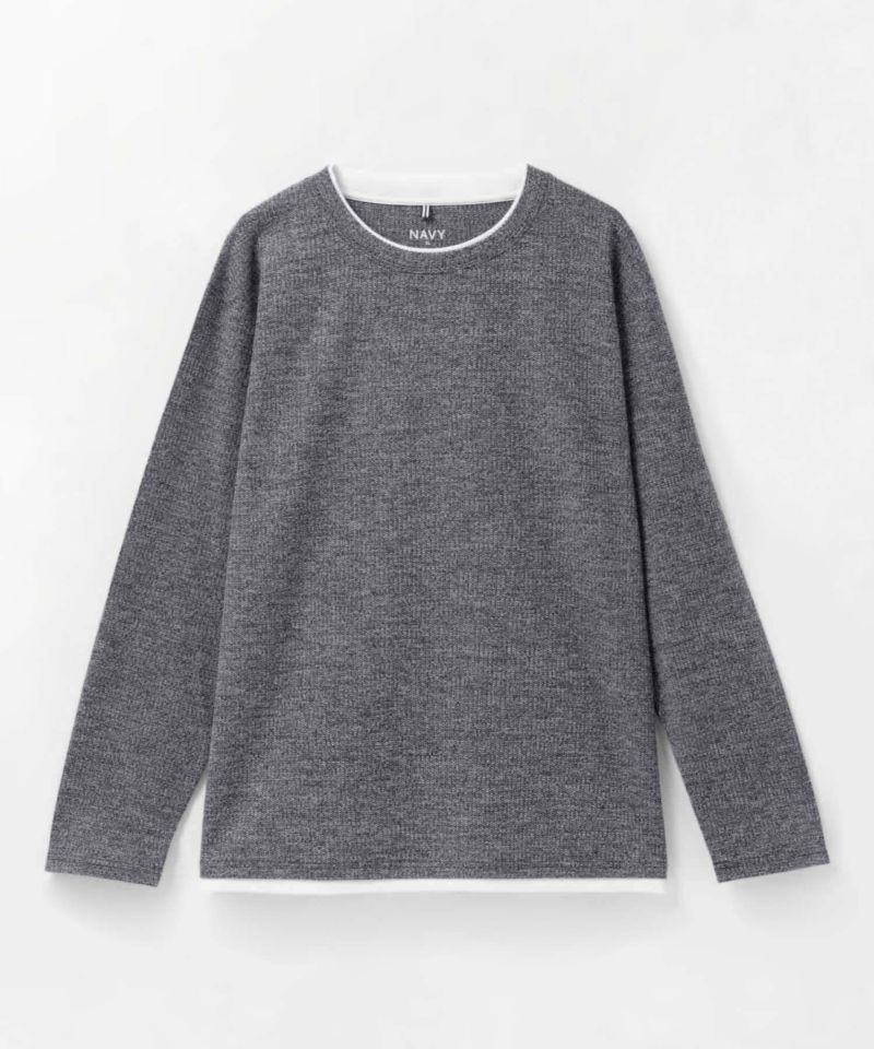 [値下げ]NAVY  時短メランジダブルクルーネックTシャツ メンズ商品画像-1