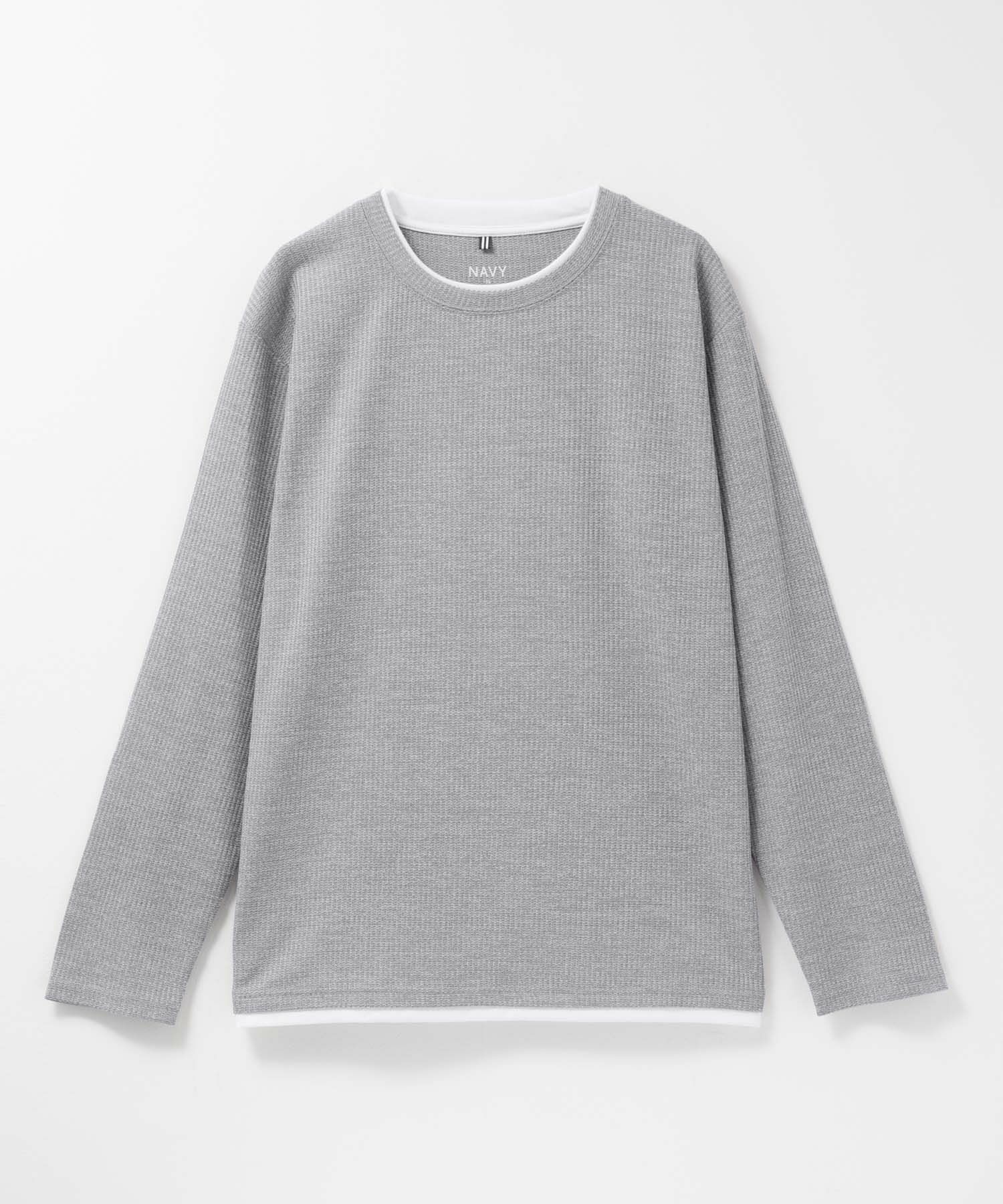 NAVY 時短メランジダブルクルーネックTシャツ メンズ
