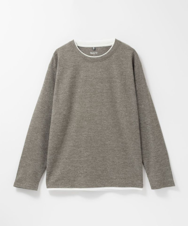 NAVY  時短メランジダブルクルーネックTシャツ メンズ商品画像-5