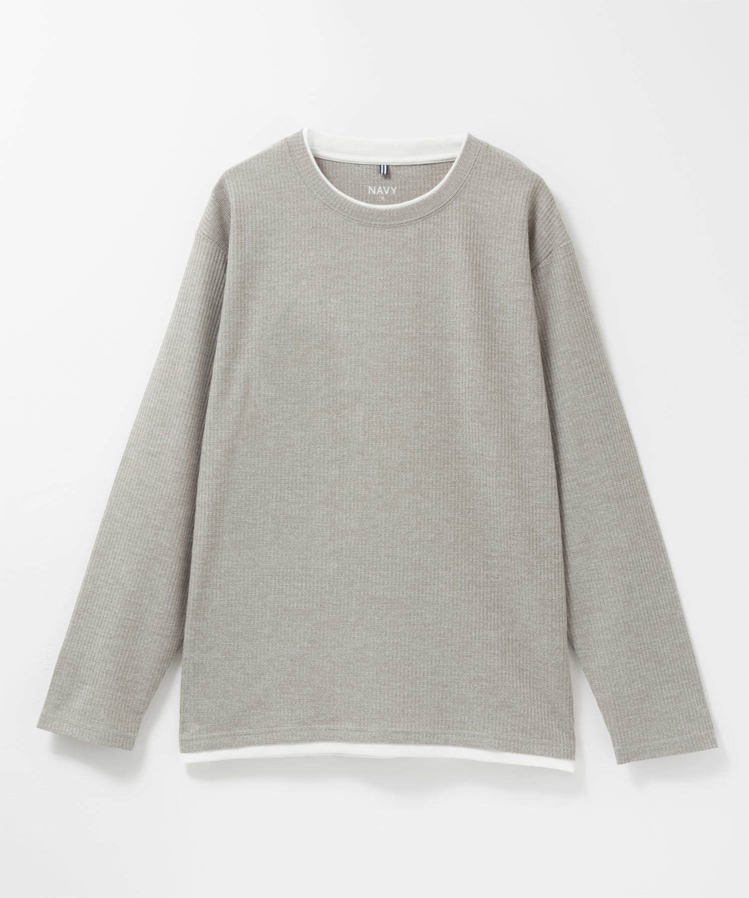 NAVY 時短メランジダブルクルーネックTシャツ メンズ